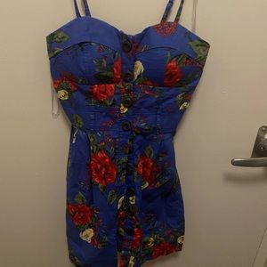 Blue floral mini dress